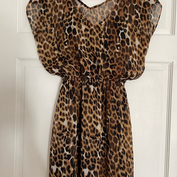 Express Leopard Print Chiffon Dress - Picture 2 of 2